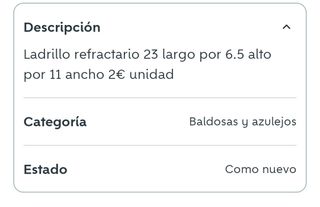 Ladrillo refractario, 2€ unidad