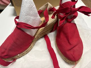 Sandalias Esparto Rojas y Beige