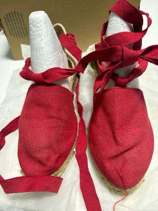 Sandalias Esparto Rojas y Beige