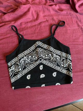 Crop top nero Shein fantasia Paisley