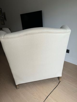 Sillón orejero XL blanco tela