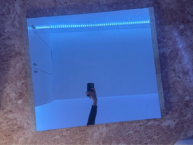 Espejo decorativo beige y azul