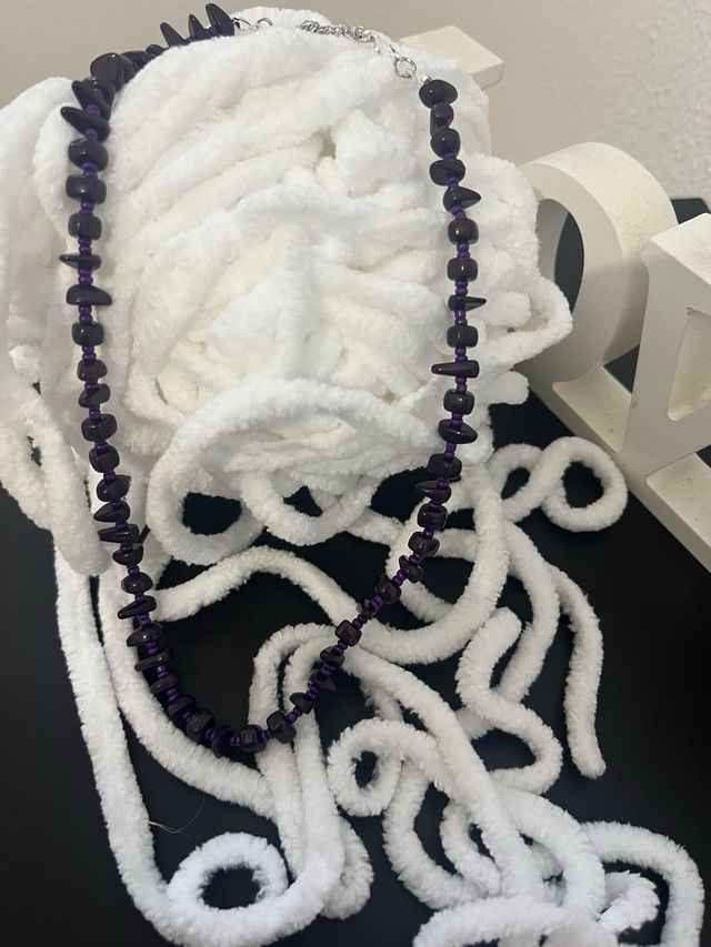 Collar Piedra Turmalina Negra y Gris