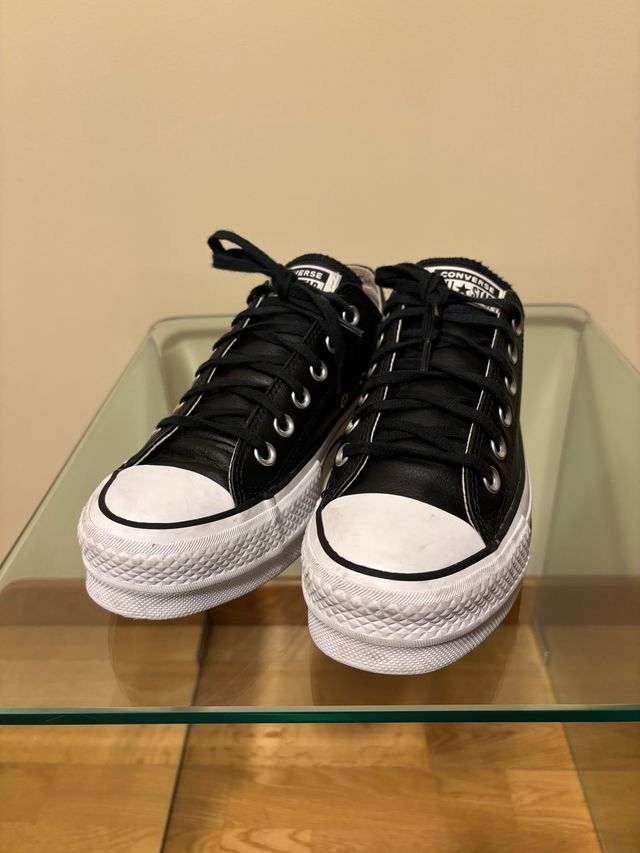 Zapatillas Converse Plataforma Piel Negra