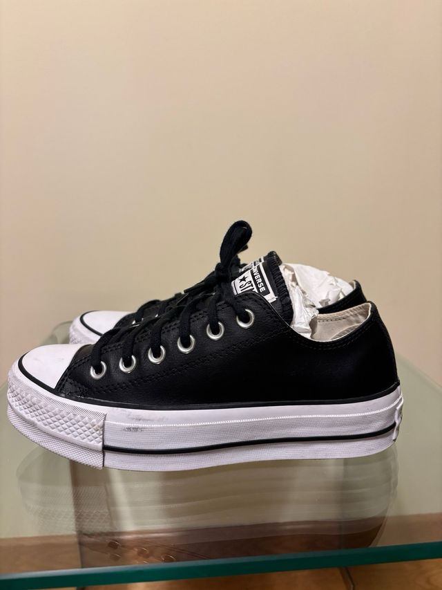 Zapatillas Converse Plataforma Piel Negra