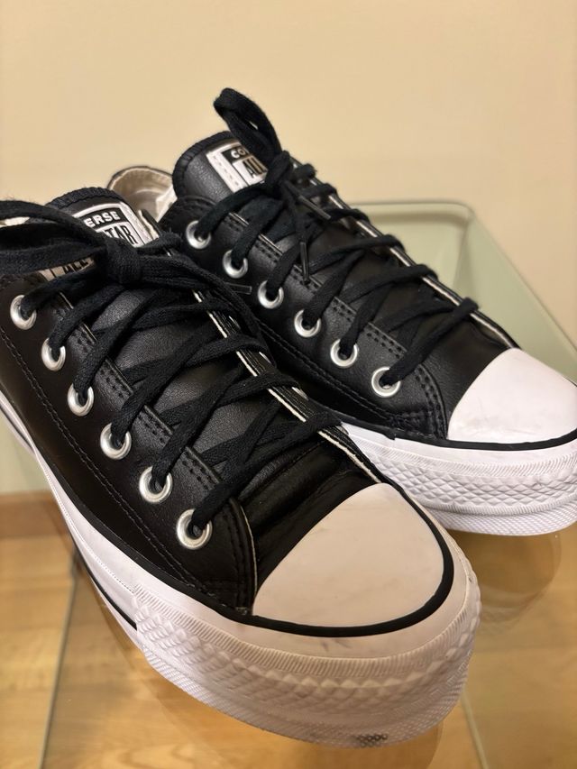 Zapatillas Converse Plataforma Piel Negra