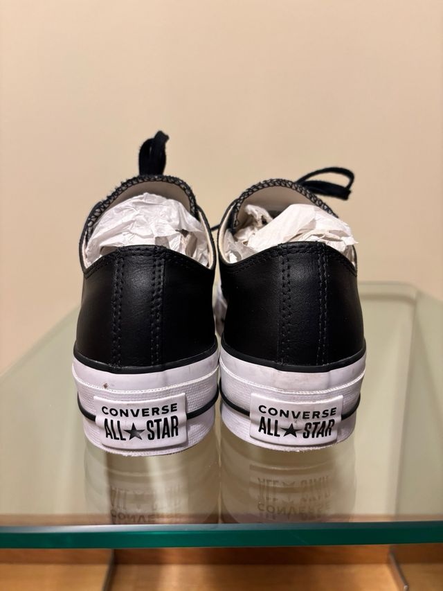 Zapatillas Converse Plataforma Piel Negra