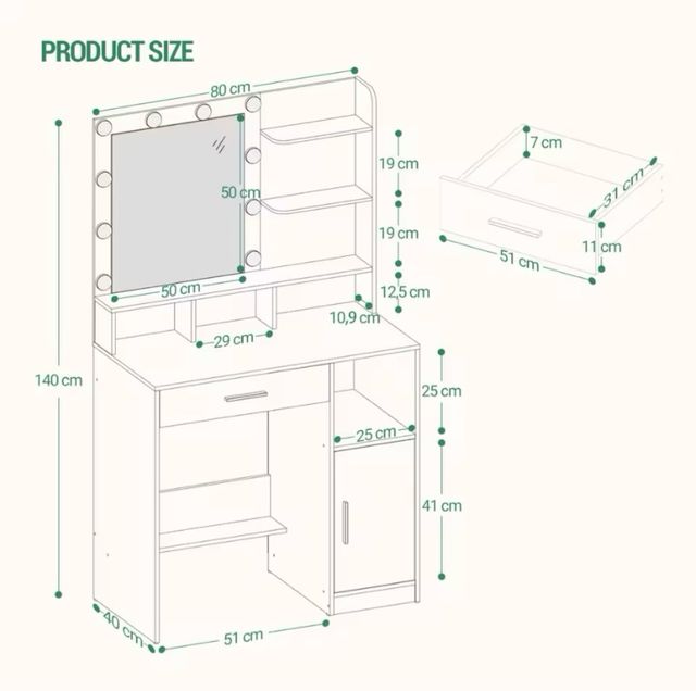 Tocador con espejo LED 80cm.
