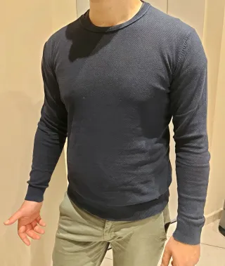 Maglione pullover uomo blu in cotone M