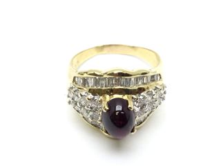 anillo oro 18k con piedra con turmalina,diamante