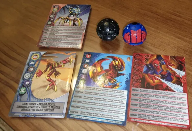 Bakugan Darkus y Spiderman,cartas incluidas.