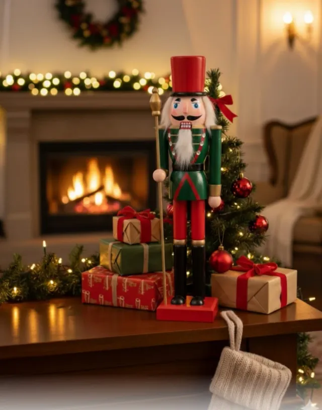 Casca-nozes Natalino em Madeira e Metal