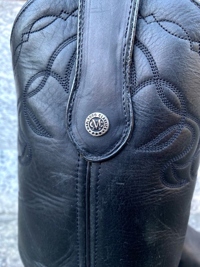 Vintage Marlboro boots leather cowboy 90s black