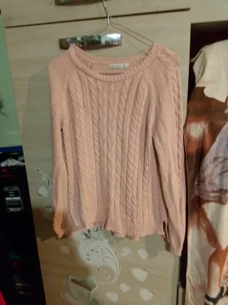 Maglione rosa trecce taglia M