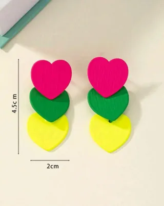 CON ETIQUETA.Pendientes triple corazón