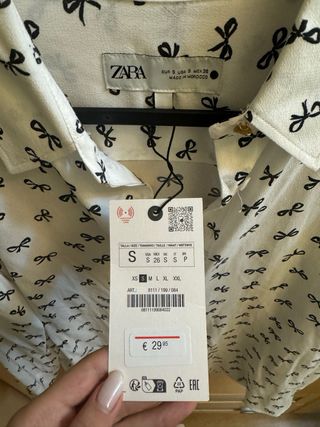 Camisa Zara Lazos Negros Tall S