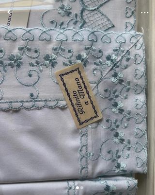 Lenzuolo matrimoniale ricamo sangallo