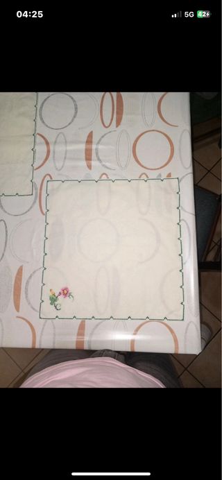 6 Tovagliette Ricamate Punto Croce Cotone