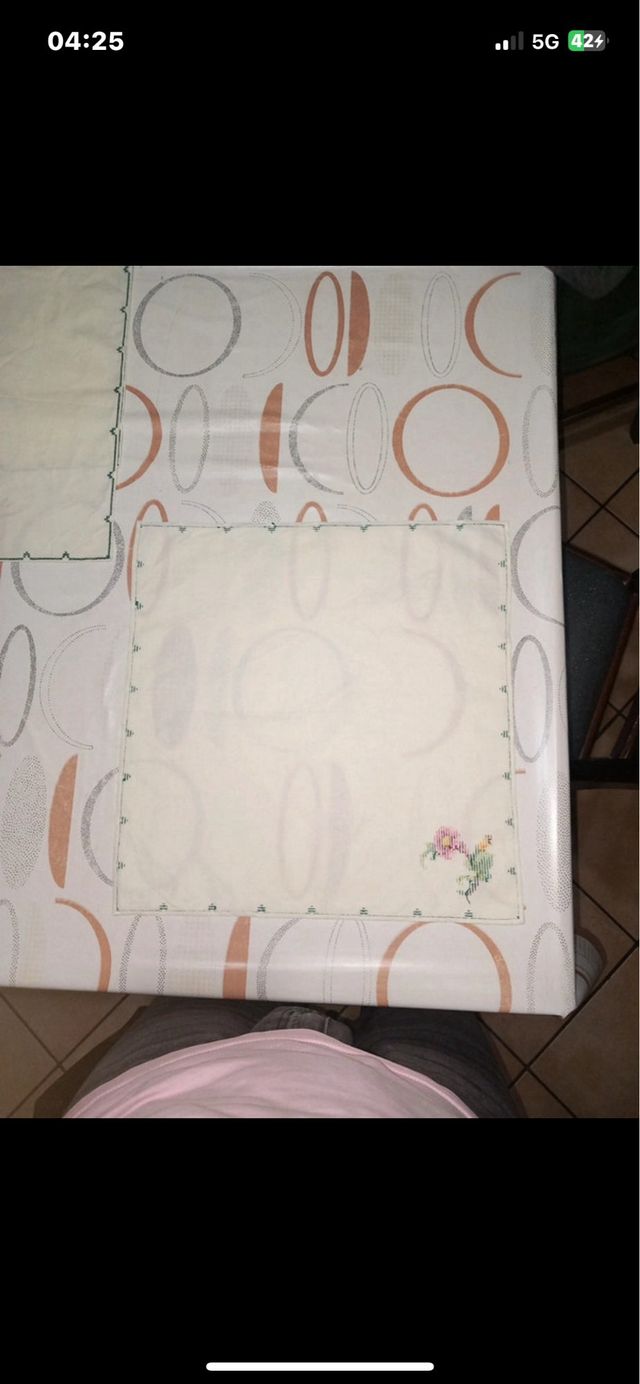 6 Tovagliette Ricamate Punto Croce Cotone