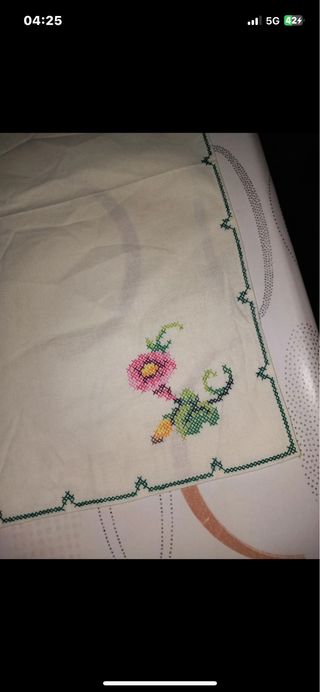 6 Tovagliette Ricamate Punto Croce Cotone