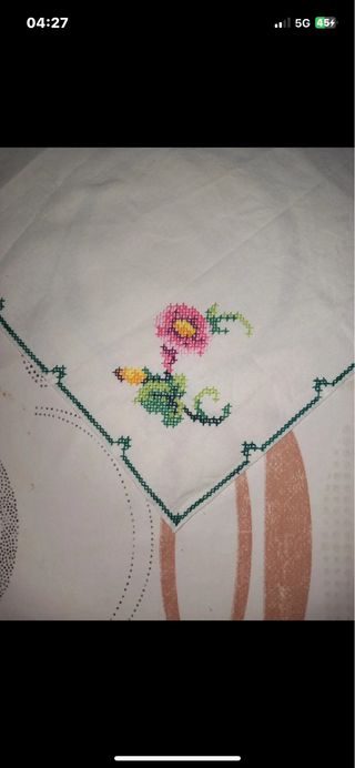 3 Tovagliette Ricamate Punto Croce Cotone