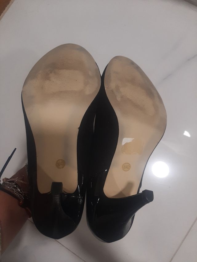 Zapatos negros tacón ancho especial talla 42