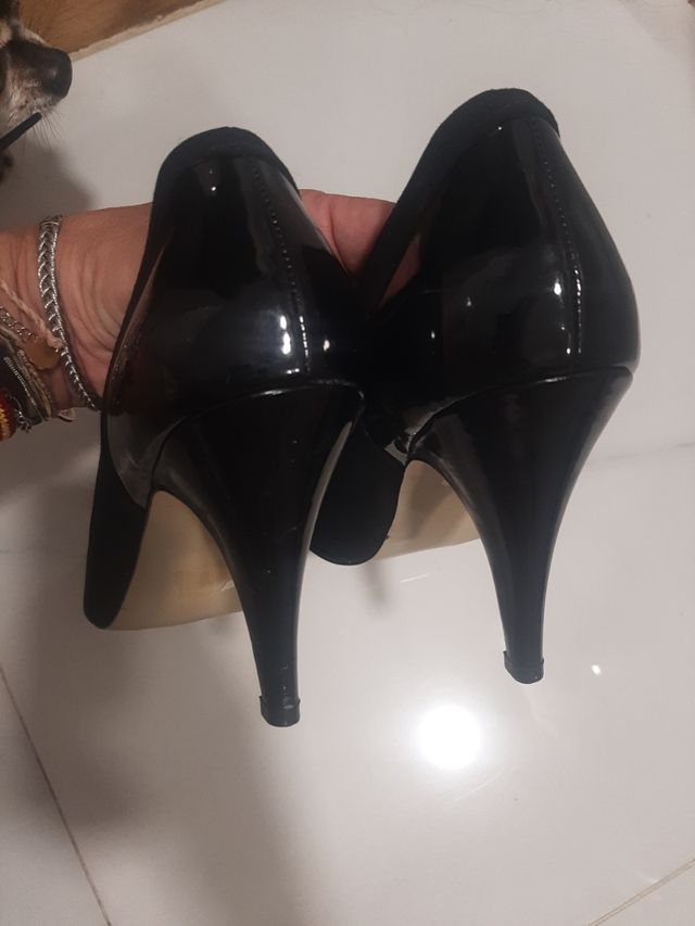 Zapatos negros tacón ancho especial talla 42
