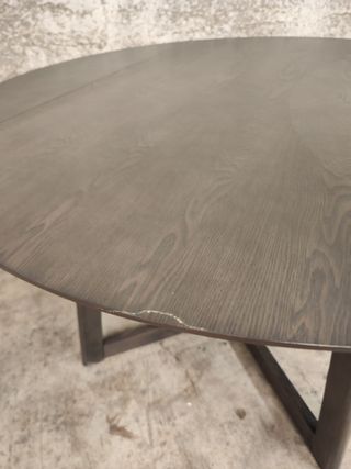 Mesa extensible redonda Maryse 70 (120) x 75 cm chapa de fresno patas madera maciza caucho