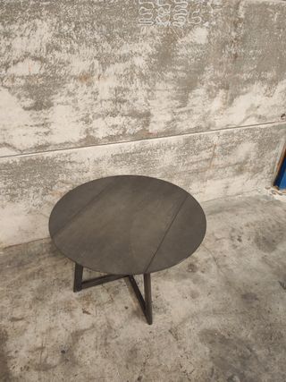 Mesa extensible redonda Maryse 70 (120) x 75 cm chapa de fresno patas madera maciza caucho