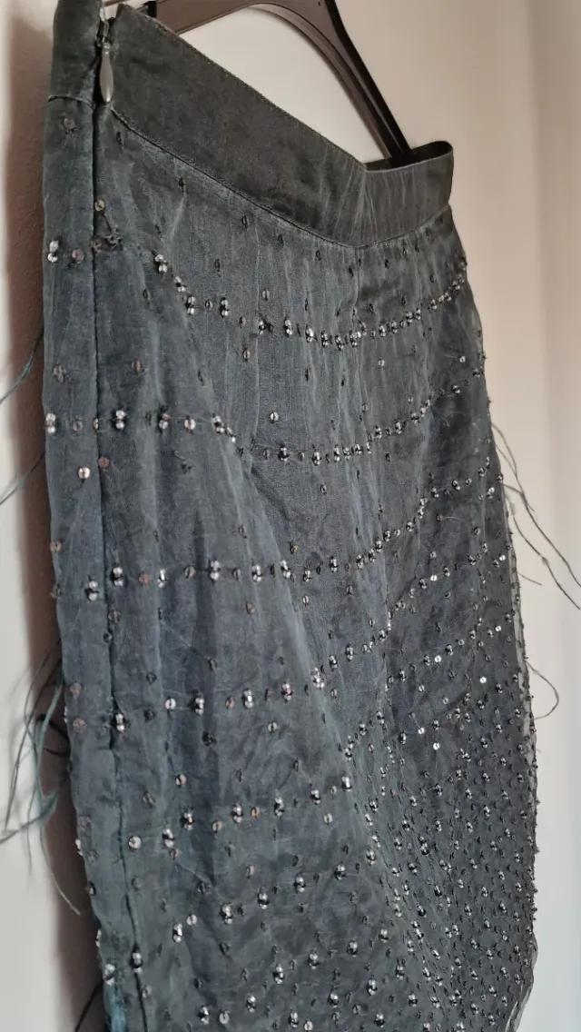 Falda seda Twinset verde oscura