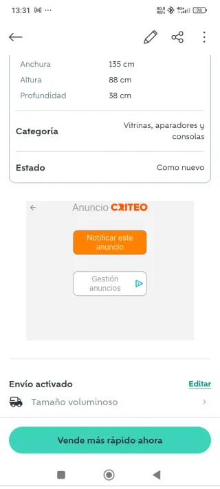 Recibidor/Cómoda Antigua Madera y Mármol