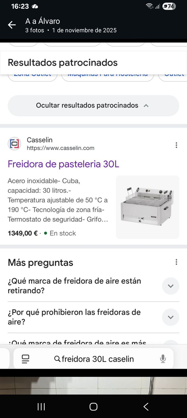 Freidora Casselin Pastelería