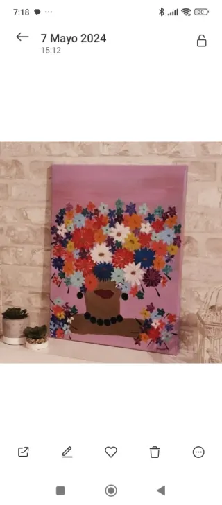 Cuadro abstracto mujer flores