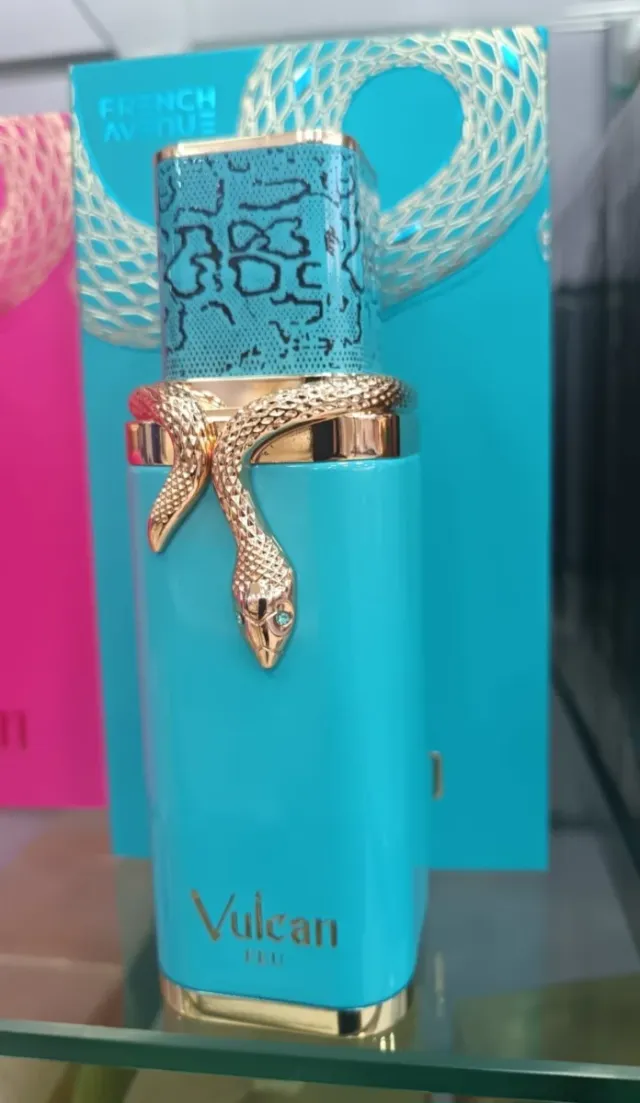 Perfume Vulcan Azul y Dorado Serpiente