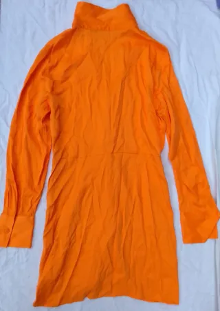 Vestido Camisa Zara Manga Larga Naranja Talla L