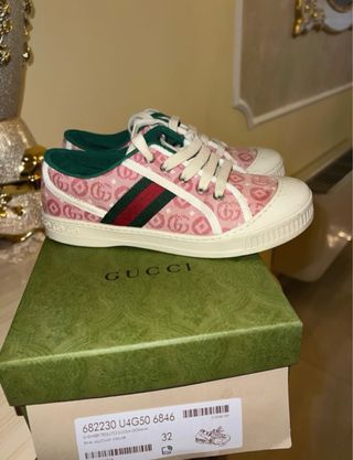 Sneakers Gucci bambina rosa e panna