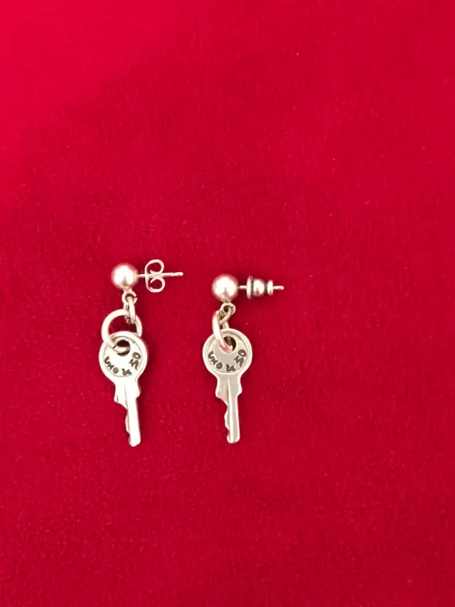 Pendientes de plata con forma de llave