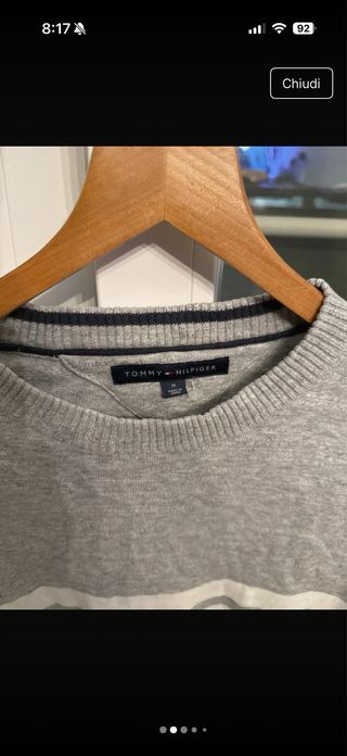 Maglione Tommy Hilfiger righe grigio bianco