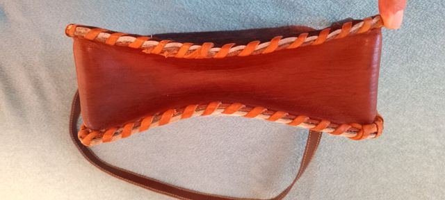 Bolso Artesanal Piel Blanco y Marrón