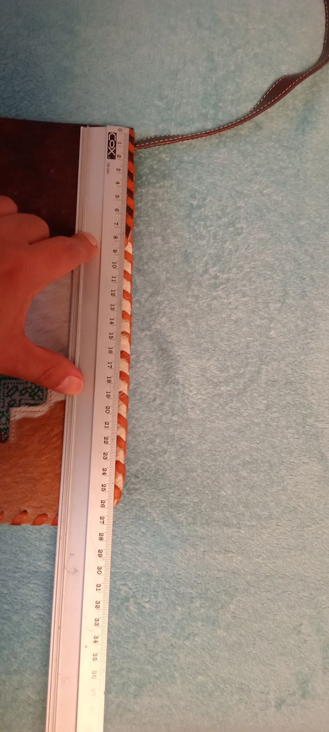 Bolso Artesanal Piel Blanco y Marrón