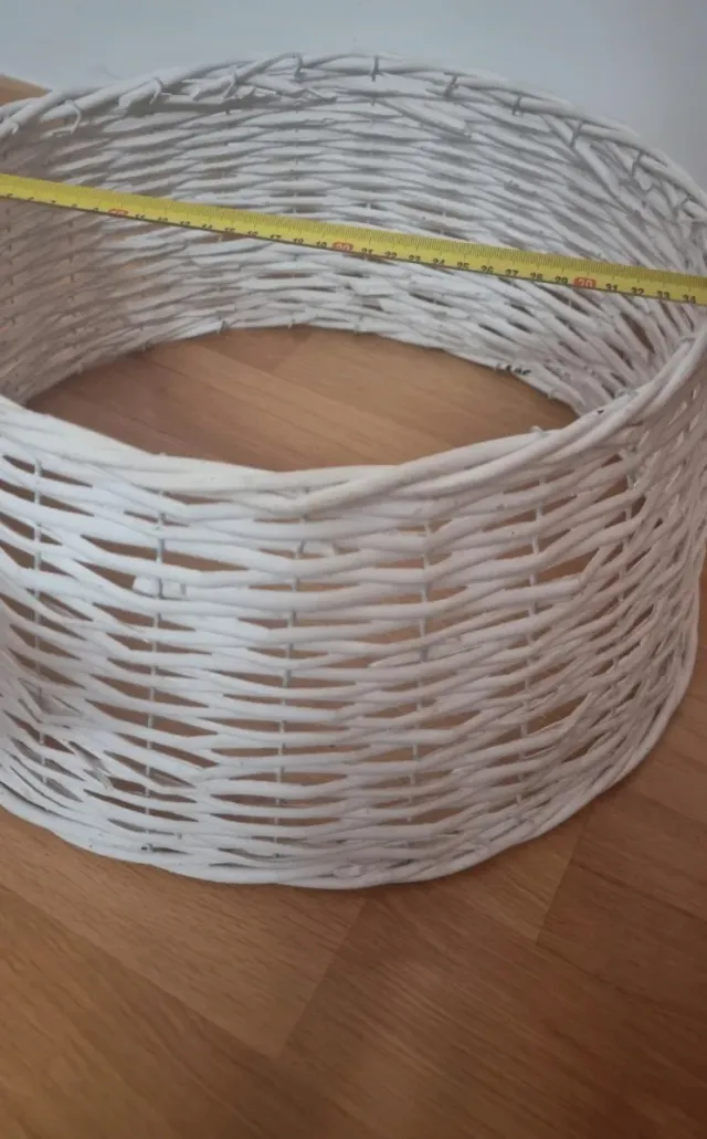 Canasto Mimbre Base Árbol Navidad Blanco