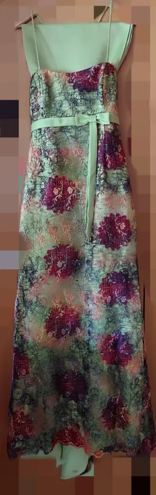 Vestido fiesta Ana Torres verde y morado