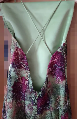 Vestido fiesta Ana Torres verde y morado