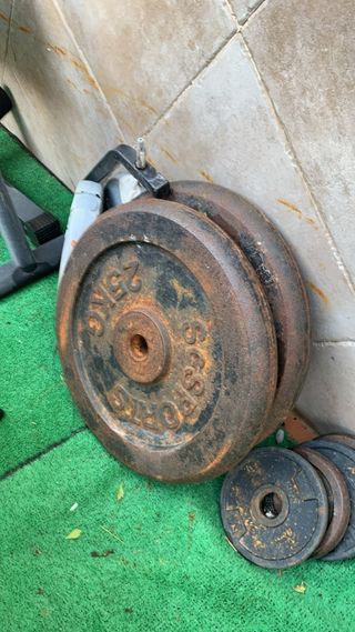 Barras y mancuernas de gimnasio