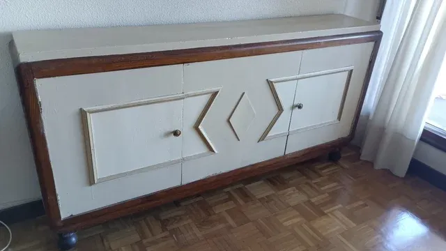 Mueble aparador blanco y madera 170 cm