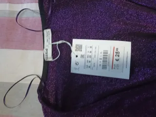 Vestido fiesta purpurina manga larga