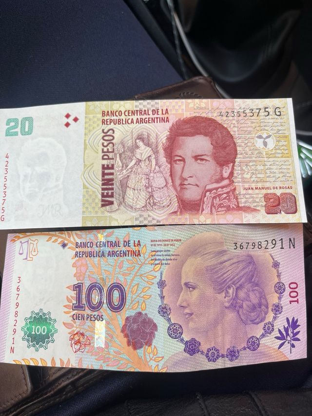Banconote Argentina 20 e 100 Pesos