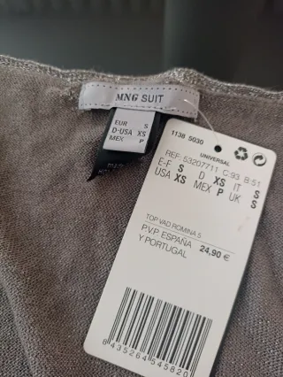 Top plateado sin estrenar Talla S