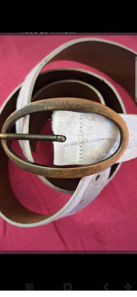 Cinturón Armani Jeans Piel Marrón y Blanco