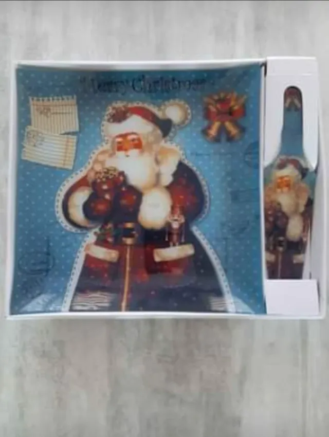 Piatto natalizio Babbo Natale con paletta